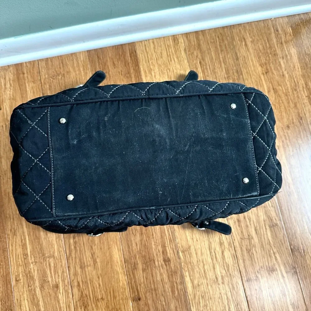 Vera Bradley Quilted Microfiber Baby Bag Black Medium Diaper Weekend Zip Top